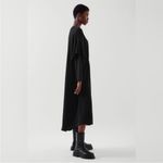 COS  Black V-Neck Draped Midi Dress XS/S Long Sleeve Elastic Waist Photo 2