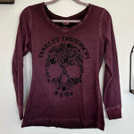 Harley Davidson Purple Rhinestone Floral Skull Long Sleeve Crewneck Shirt Small Photo 0