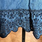 Juicy Couture  Blue Denim Embroidered Floral Buttons Mini Dress Size 4 Photo 2