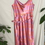 Likely NWT  Vittoria Tie Dye Satin Midi Dress Pink Violet Size 6 Photo 1