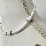 Vintage White Gold Plastic Bead Necklace MCM Minimalist Classic Womens Jewelry Photo 4