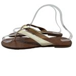 Tory Burch Thora Thong Sandals Flip Flops Patent Leather Ivory Gold Size US 8 Photo 10