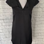 EXPRESS women XS black V-neck cap sleeve shift dress w/satin bottom Photo 0