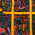 Luna Mola Panel Fabric Panama Animals Printed Vintage dress Size XL Photo 1