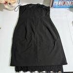 Lulus Black Mateo Strapless Dress w/ Eyelash Lace Hem - Size M Photo 11