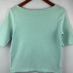 Jones New York Sport Small Green & White Striped Cotton Top Womens Photo 0