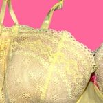 Betsey Johnson  Yellow Lace underwire Bra with Pink Details Photo 1