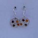 Sterling Silver Drop Dangle Tree Branch Amber Earrings With 4 Amber Stones Yellow Photo 0
