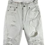 ZARA The Pepper Mom Women's White High Waisted Distressed Denim Jeans Size 2 Photo 2