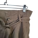 Madewell  Women’s Sz 8 Green Linen Blend High Rise Trendy Pleated Tie Waist Pants Photo 3