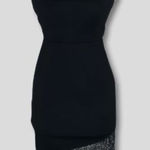 Forever 21 NWT Midnight Doll Dress Strapless Bodycon Fringe Hem Silver/Black S Photo 0