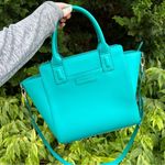 Vera Bradley Turquoise Blue Faux Leather Crossbody Satchel Purse/Handbag Photo 0