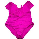Trina Turk Standard Atlas Ruffle Plunge One Piece Swimsuit Orchid Purple 14 Photo 2