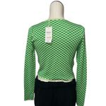 Mango NWT Checks knitted sweater Green Shimmery Small y2k Photo 6