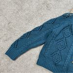 Sundance  Women’s Wool Blend Winter Tryst Cardigan Button Front in Teal Blue PM Photo 6