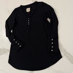 Chaser Thermal Waffle Knit Long Sleeve Henley Top Women’s Medium Black Cozycore Photo 1