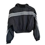 Adidas NWT  WOMEN FUTURE ICONS WOVEN 1/4 ZIP CROP JACKET BLACK SZ XS Photo 4