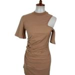 H:ours Revolve Dress H Hours Small Tan Short Sleeve Bodycon Sexy Chic Trendy Photo 1