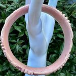 Retro Floral Carved Resin Bangle bracelet Pink and Green Photo 4