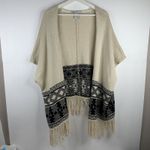 American Rag  M Cardigan Sweater Poncho Fringe Open Front Boho Western Southwest Photo 1