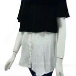 Anthropologie Passport Off the Shoulder Mixed Media Top Black & White XS Photo 1