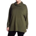 Cable & Gauge Cowl Neck Sweater Gray Flecked Speckled Hi-Lo Hem Tunic Sweater L Photo 2