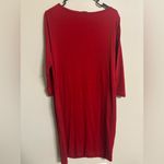 Talbots Red Faux Wrap Dress 3/4 Sleeve Wool Blend Size XL Classic Solid Pullover Photo 2