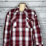No Comment NWT Size XL Burgundy & Blue Plaid Flannel Shacket - Shirt Jacket Photo 1