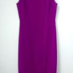 Halogen Dress Size 4 Pink Fuchsia Knee Sheath Crepe Career Office Church Piping Photo 0