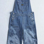 Levi's M Highwater Denim Overalls Distressed Acid Wash Wide Leg Cropped Grunge Blue Size M Photo 0