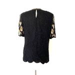 Laurence Kazar VTG Silk Beaded Shoulder Pad Short Sleeve Blouse Old Money Sz L Photo 1