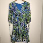 Taylor Floral Chiffon Mini Dress Enchanted Bloom Floral Womens Size 6 Blue Photo 1