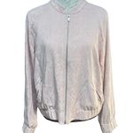 Loft BLUSH pink lightweight embroidered bomber jacket Sz L Photo 1