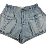 Free People We the Free Shot Caller Blue Denim High Rise Baggy Shorts Medium Photo 6