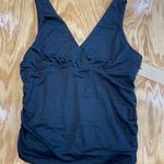 Halogen Tank Women's XL Black 100% Polyester Ruched Side V-Neck Preppy Top B62 Photo 0