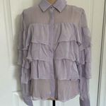 English Factory  Lavender Textured Semi Sheer Ruffle Button Down Top Blouse XS Photo 0