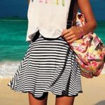 Dark Gray and White Striped Skater skirt Photo 1