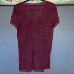 American Eagle  shirt womens Size Large Short Sleeve Burnout top burgundy v neck Photo 6