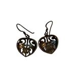 Boho Heart Earrings Vintage Valentines Anniversary y2k Jewelry Pendant 90s Brown Photo 1