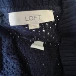 Loft Navy Cotton Cardigan Small Open Knit Shawl Collar Lightweight Fall Sweater Photo 11