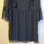 Topshop Size 10 Black White Polka Dot Knee Length Dress Sheer Ruffles Photo 3