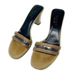 Gucci Y2K vintage Karung PVC Block Heel Neutral Slide Sandals tan size 7.5 Photo 13