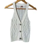 Anthropologie Pilcro Cable-Knit Sweater Tank in Cream Button Front, Size XS Photo 2