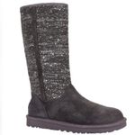 UGG  Australia Camaya Leather Suede Sweater Boot Sequins Mid-Calf Gray Size 7 Photo 0