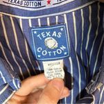 ✨ Texas Cotton Women’s Blue White Striped Button Down Shirt Medium Blue Photo 2