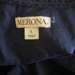 Merona Womens Navy Lace Top L Lined Crochet Overlay Cottagecore Boho Cowgirl Photo 1