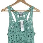 NWT Pinky Tank Top Womens L Teal Blue 100% Cotton Sheer Crochet Lace Boho Y2K Green Size L Photo 1