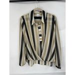 CAbi  Women's Caliber Long Sleeve Formal Sheer‎ Blouse Size M Color Stone Stripe Photo 1