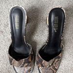 Miss Lola  Brown Heels with Snake Print Photo 0