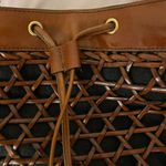 Talbots Woven Brown Leather @ Black Linen Lined Crossbody Bag, size 12x10 Photo 7